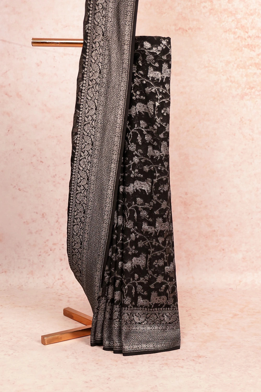Black Crepe Banarasi Saree