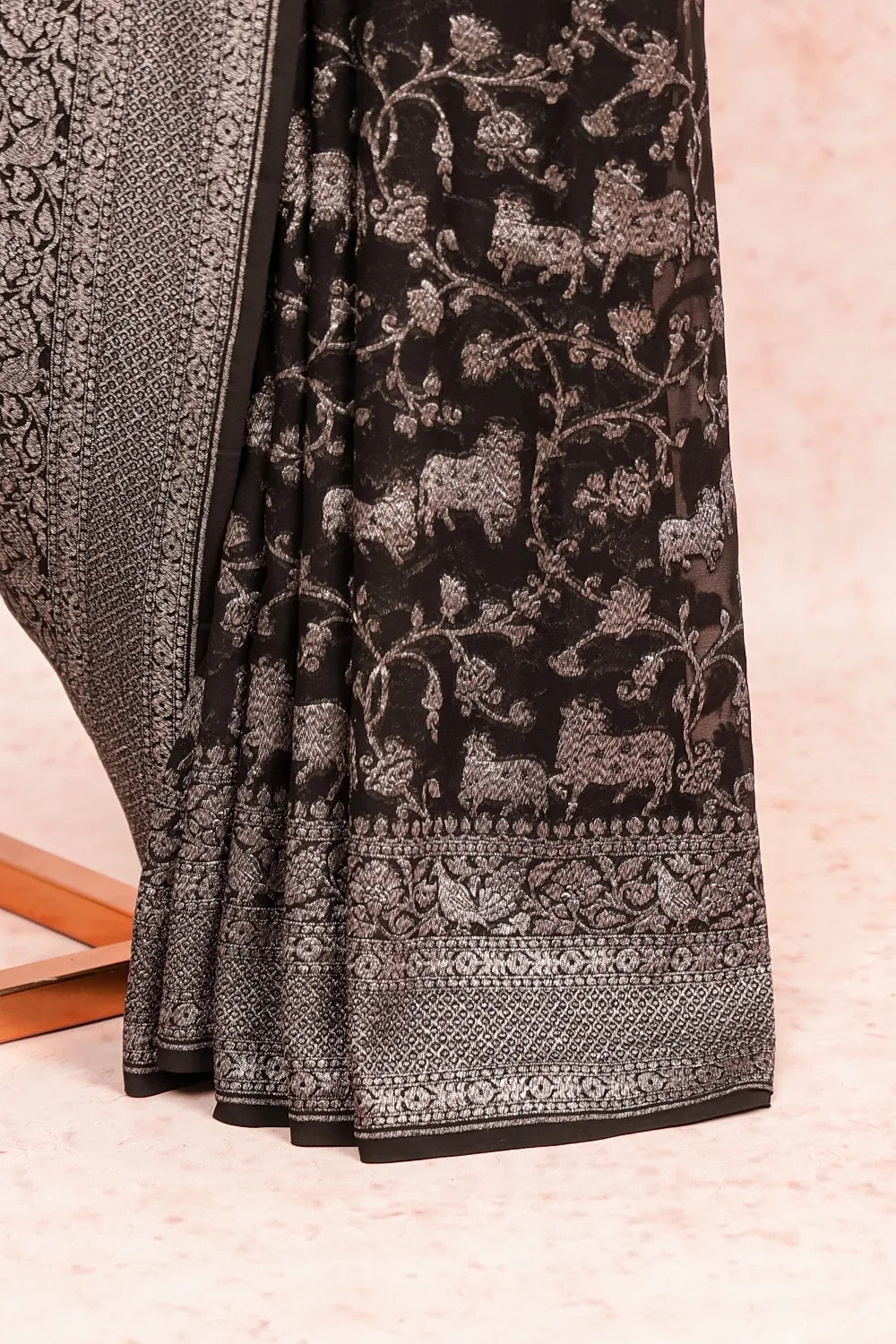 Black Crepe Banarasi Saree