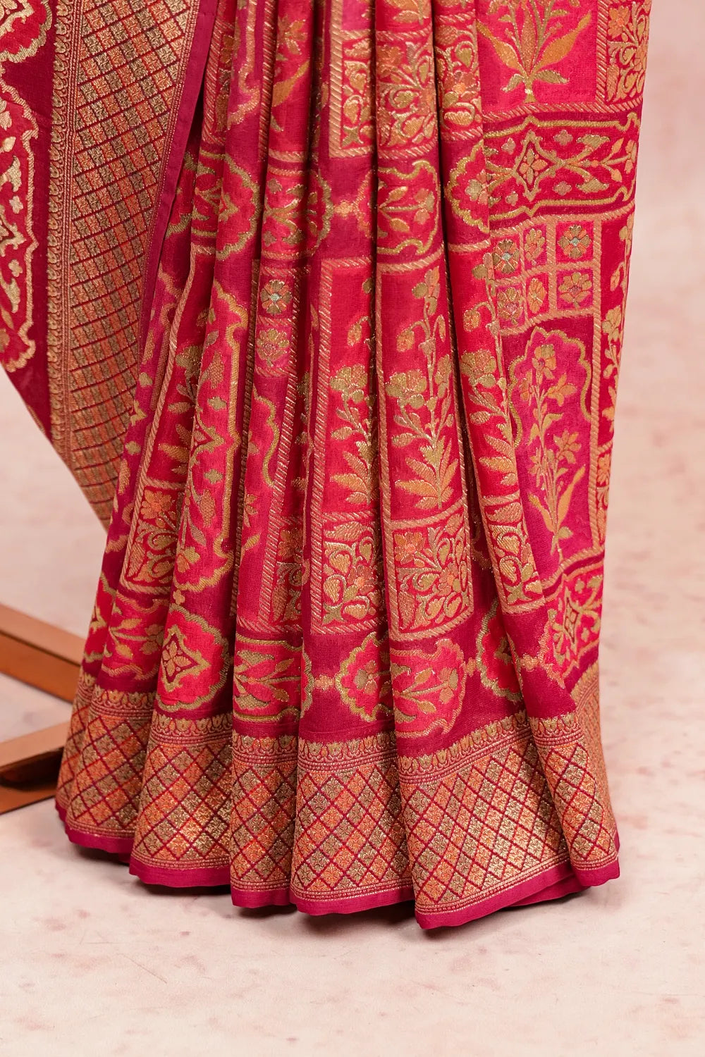 Wine Crepe Banarasi Saree
