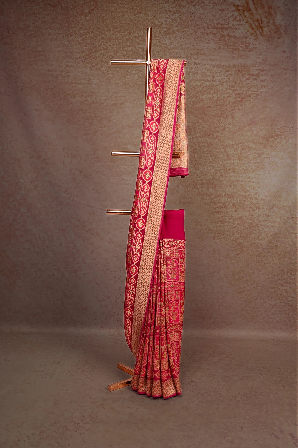 Wine Crepe Banarasi Saree