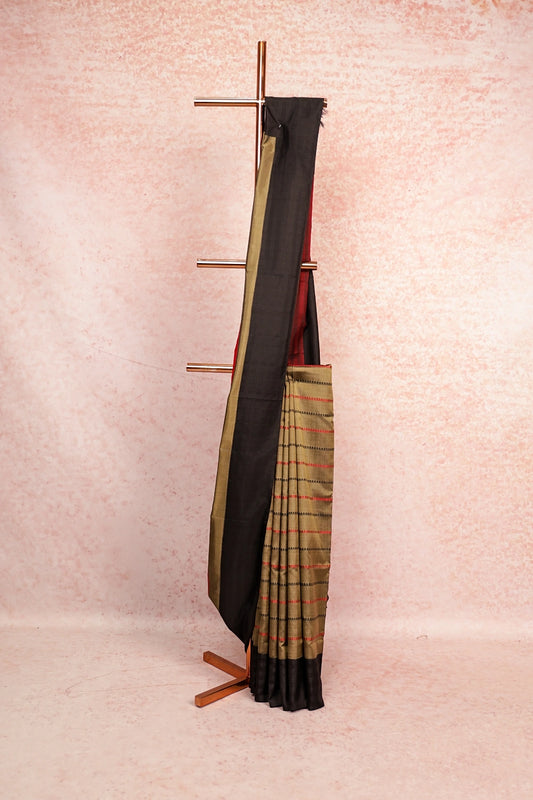 Dark Olive Green Soft Silk Saree