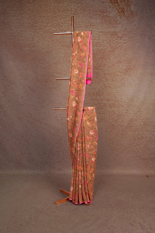 Ginger Colour Crepe Saree