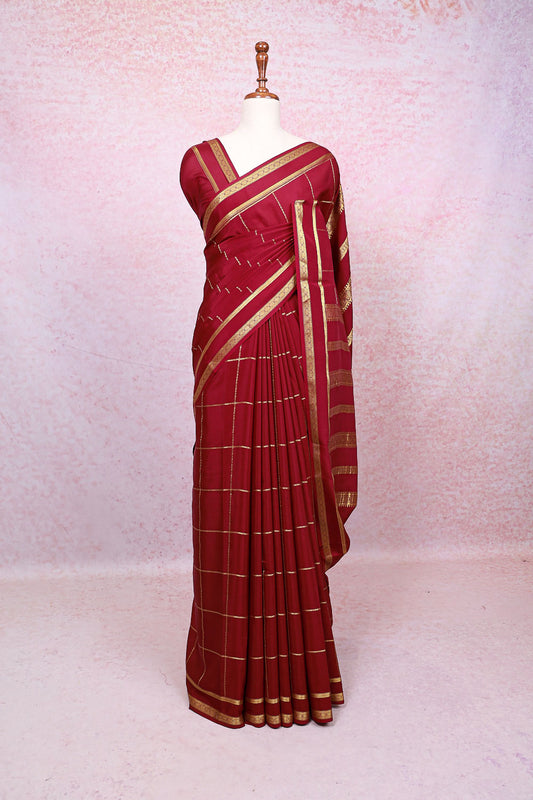 Wine Crepe Saree