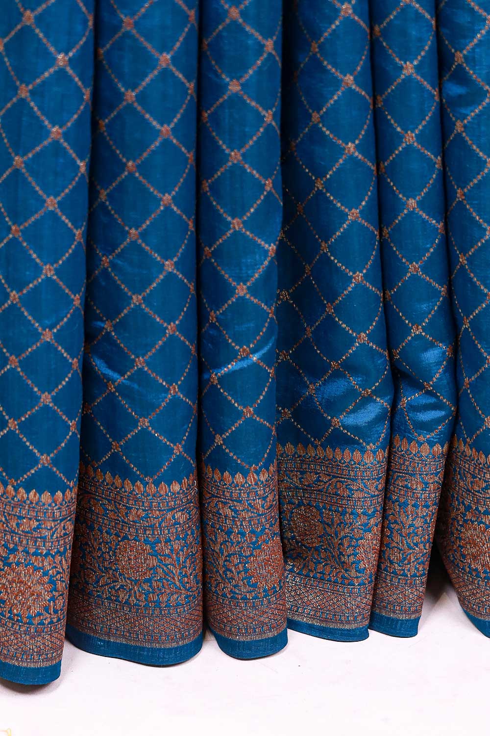Peacock Blue Tussar Banarasi Saree