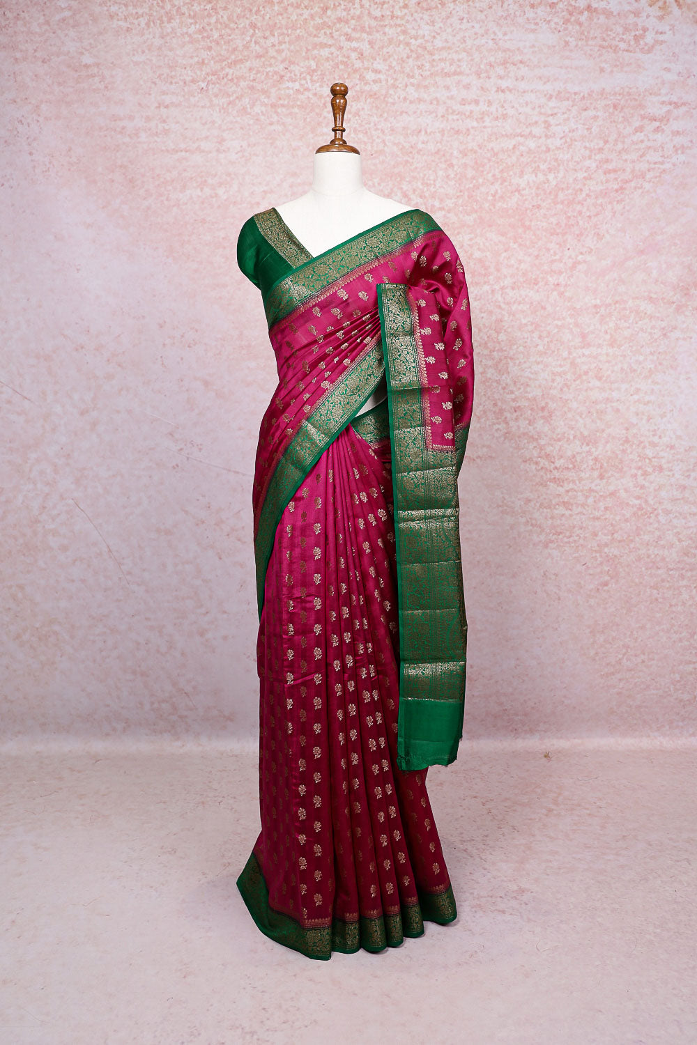 Magenta Tussar Banarasi Saree