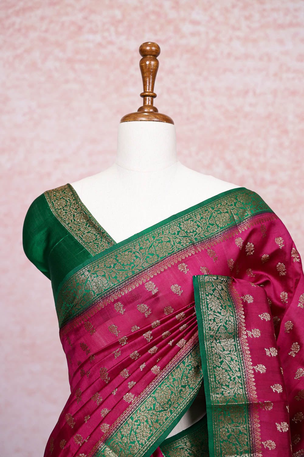 Magenta Tussar Banarasi Saree