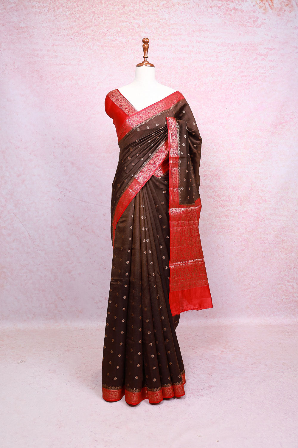 Brown Tussar Banarasi Saree