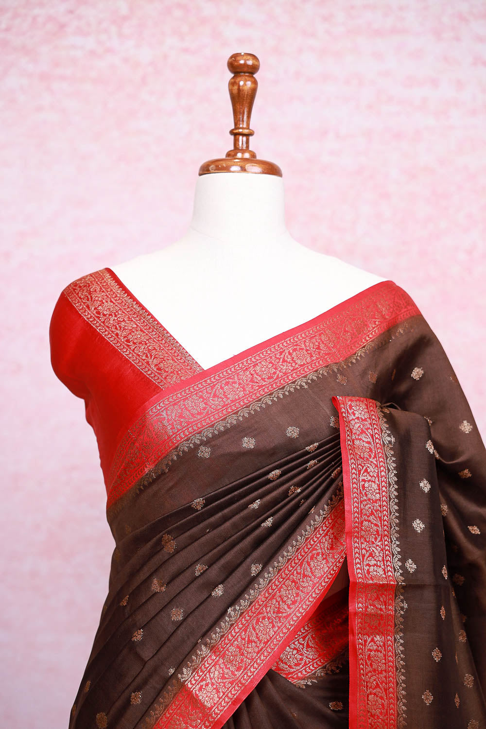 Brown Tussar Banarasi Saree