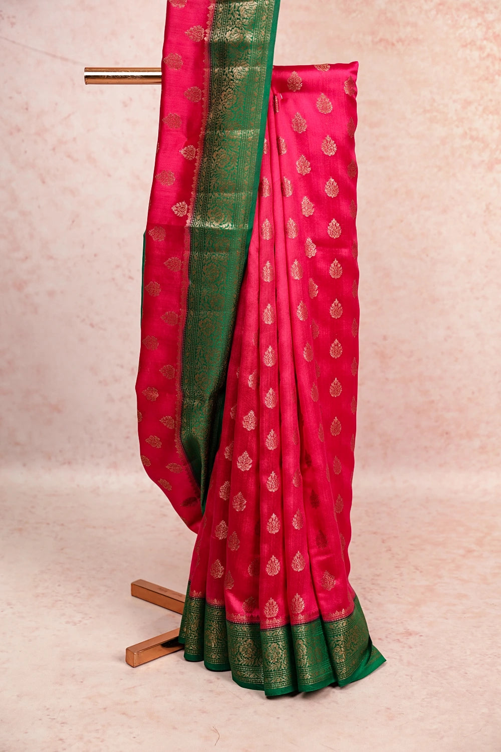 Magenta Pink Tussar Banarasi Saree