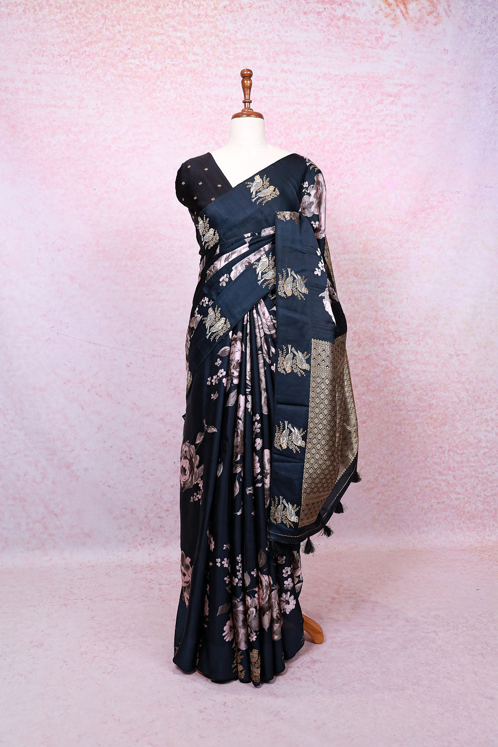 Black Crepe Saree - Seematti