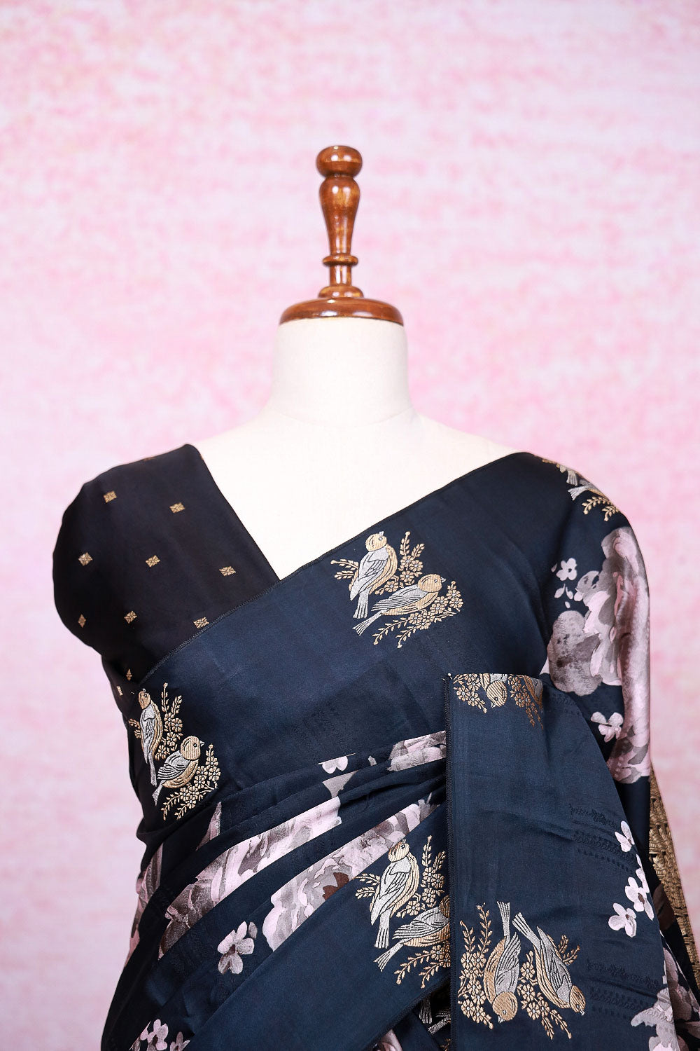 Black Crepe Saree - Seematti
