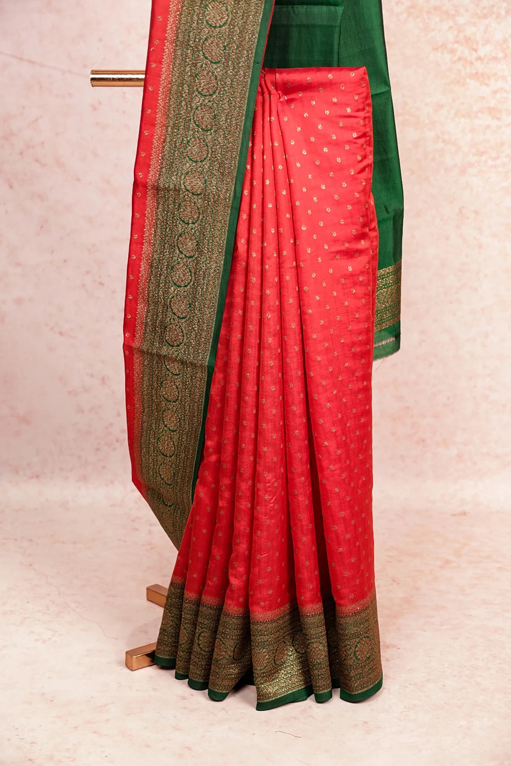 Red Tussar Banarasi Saree