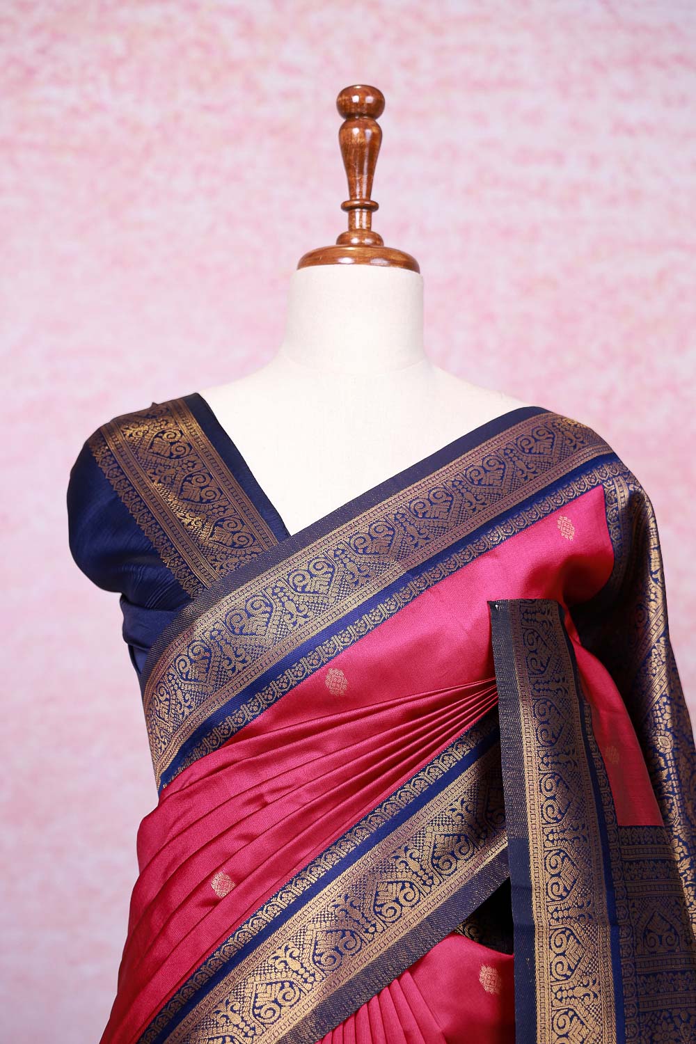 Dark Onion Pink Semi Silk Saree