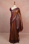 Mustard Yellow And Grape Colour Dual Shade Semi Silk Saree