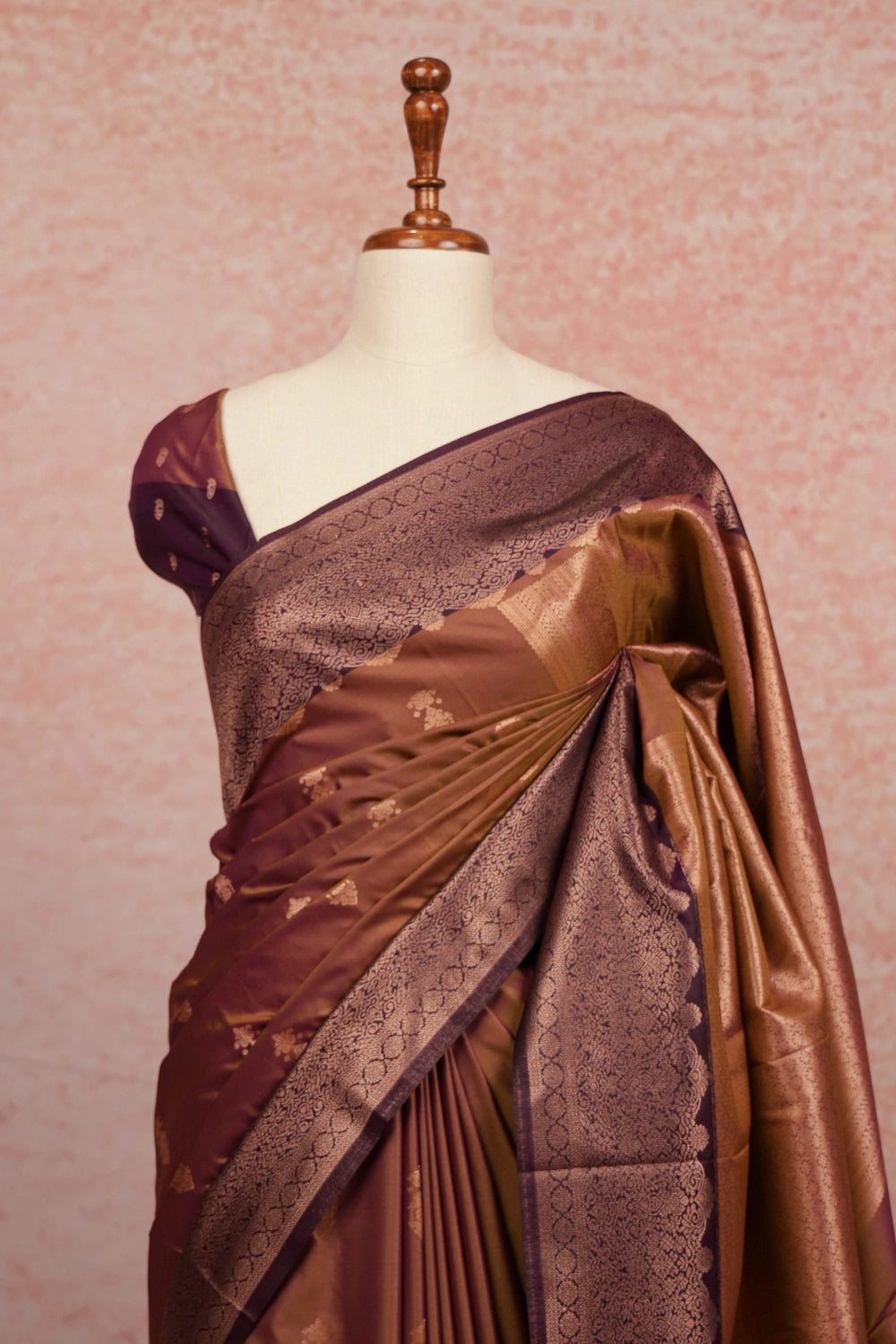 Mustard Yellow And Grape Colour Dual Shade Semi Silk Saree