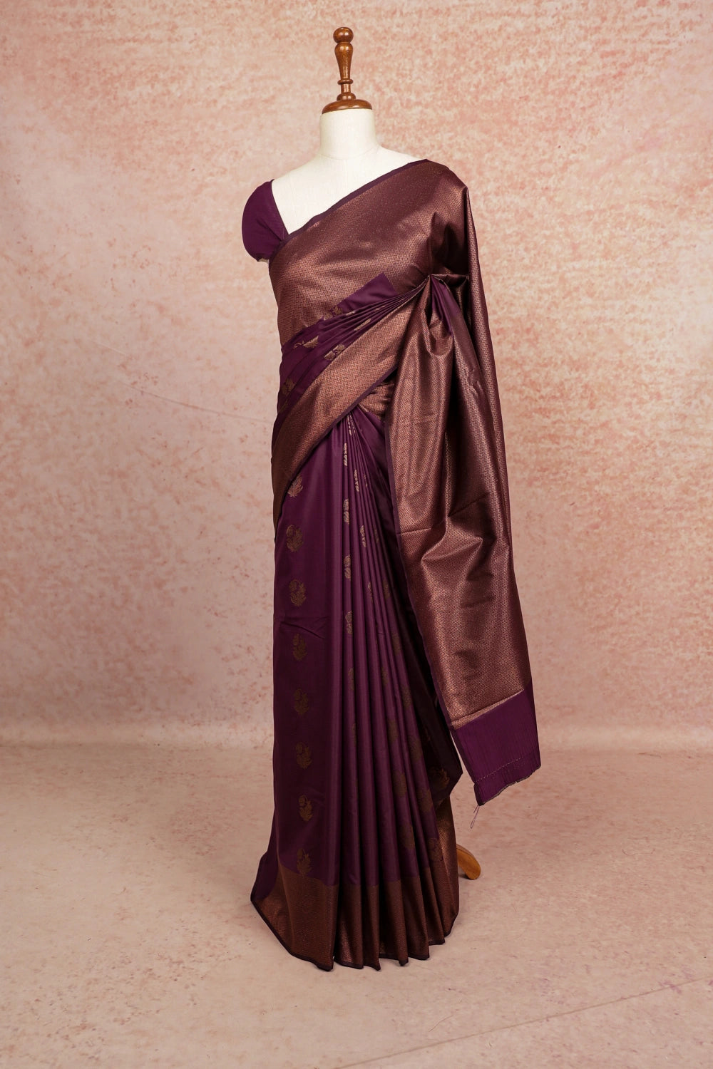 Grape Color Semi Silk Saree