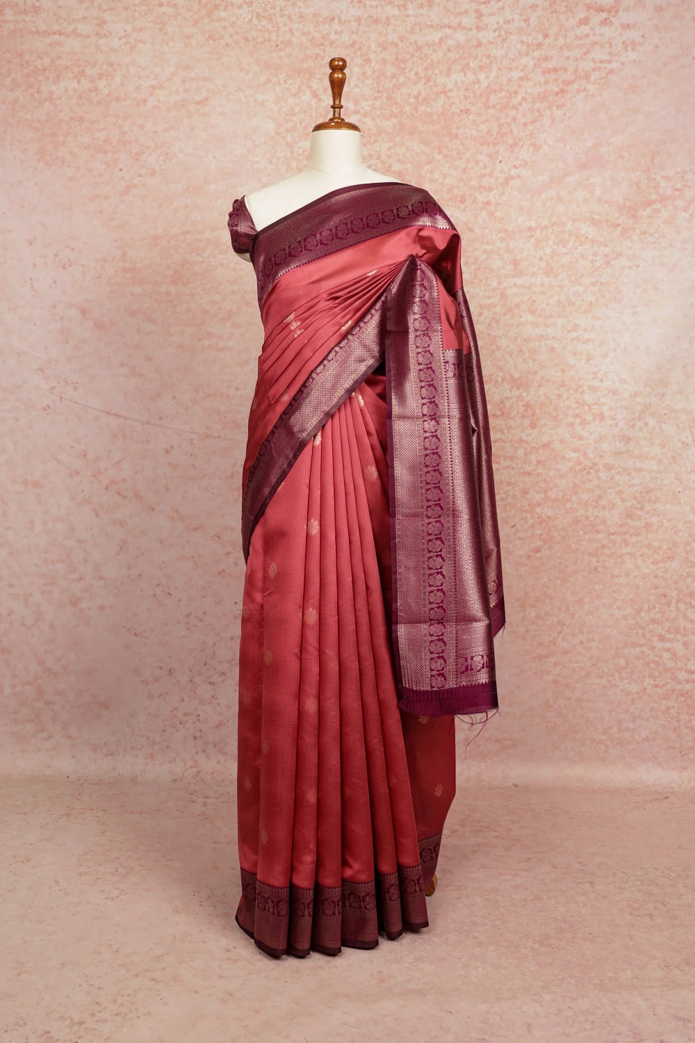 Dark Onion Pink Semi Silk Saree