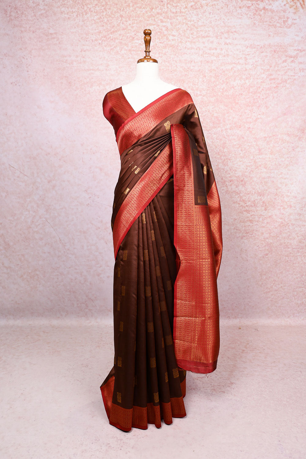 Coffee Brown Semi Silk Saree