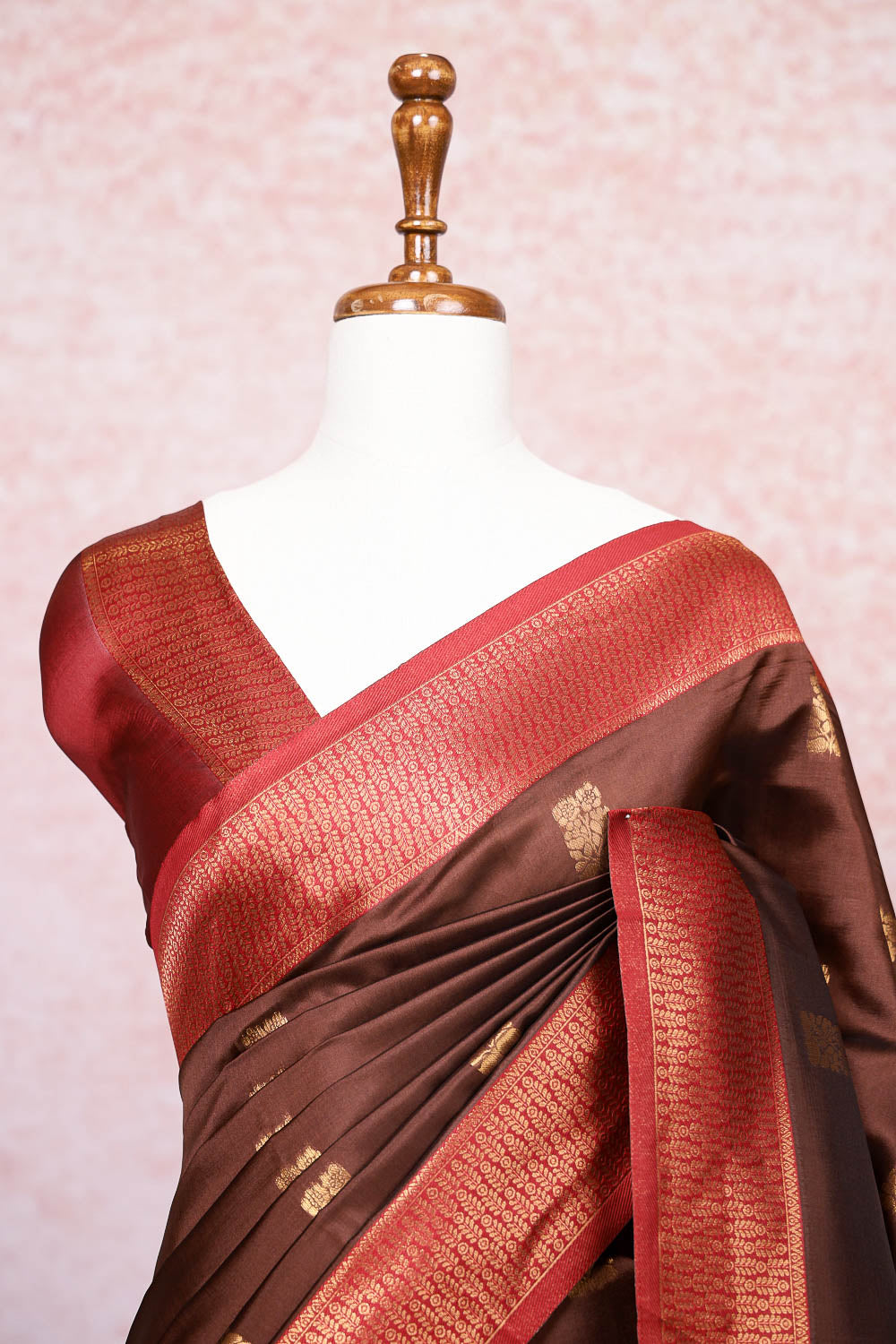 Coffee Brown Semi Silk Saree