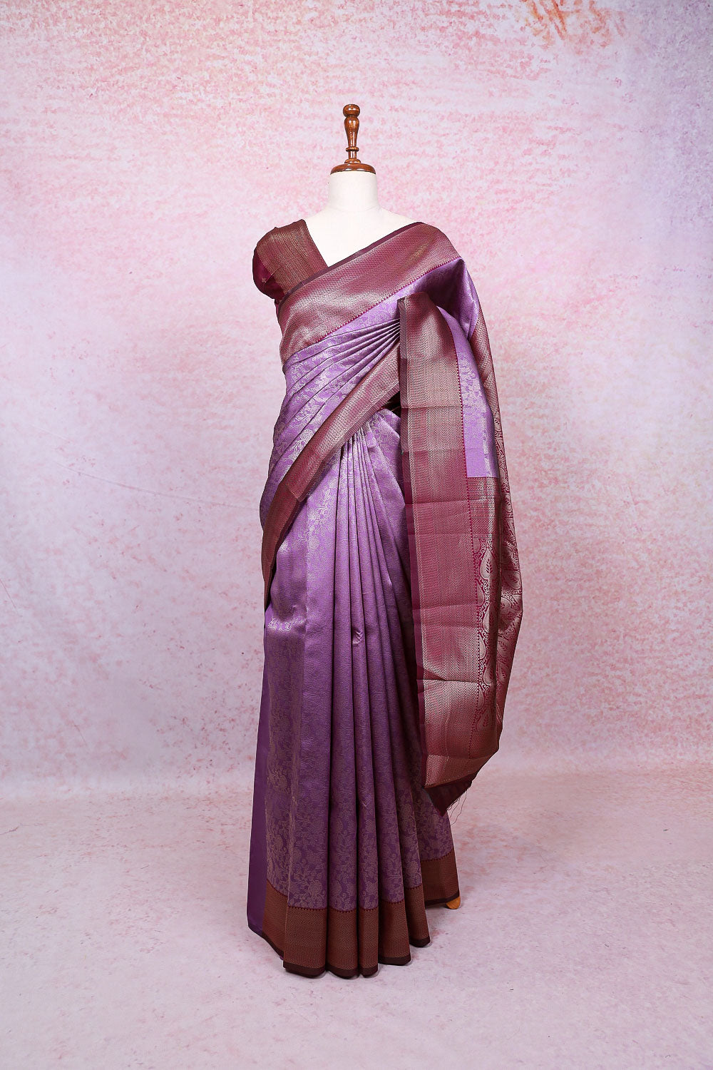 Lavender Semi Silk Saree
