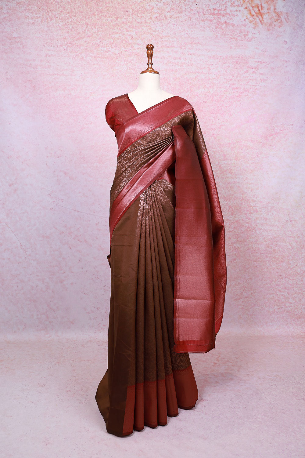 Coffee Brown Semi Silk Saree