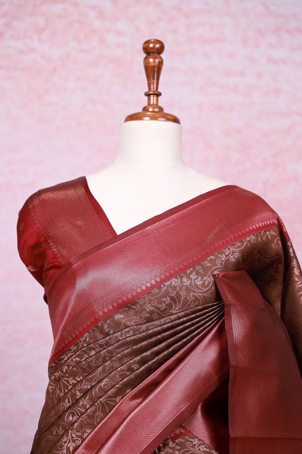 Coffee Brown Semi Silk Saree
