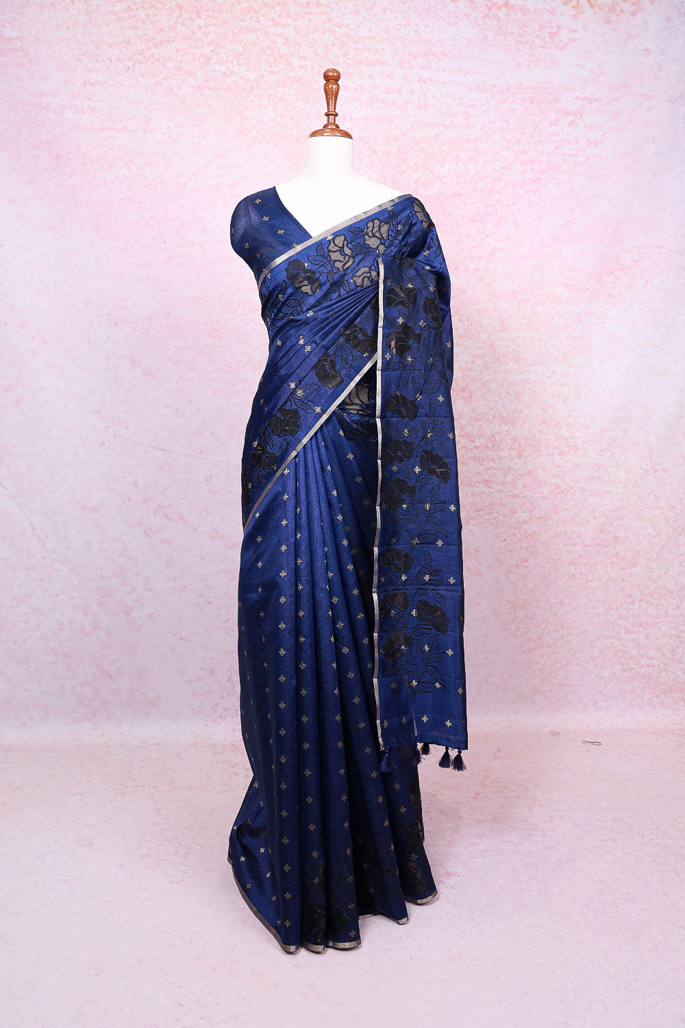 Blue Semi Chanderi Saree