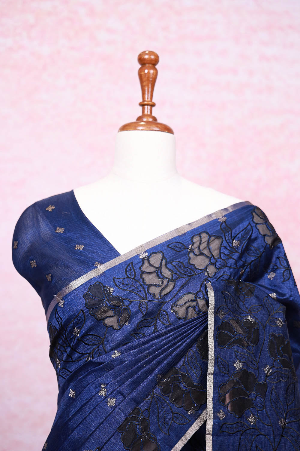 Blue Semi Chanderi Saree