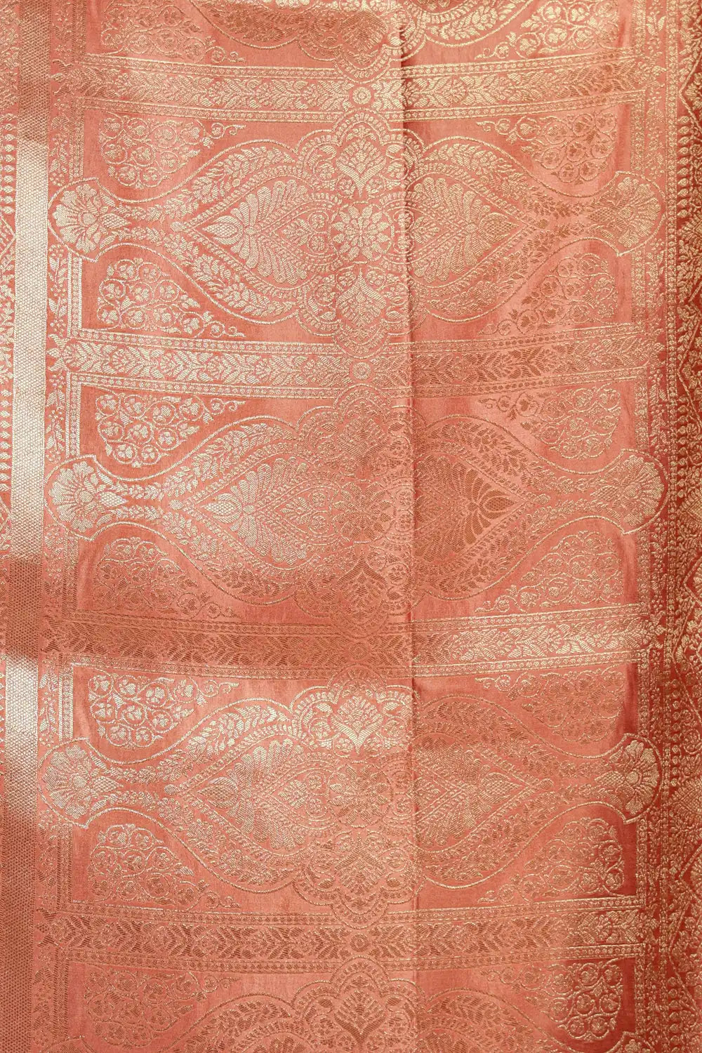 Dark Peach Semi Banarasi Saree