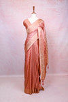 Dark Peach Semi Banarasi Saree