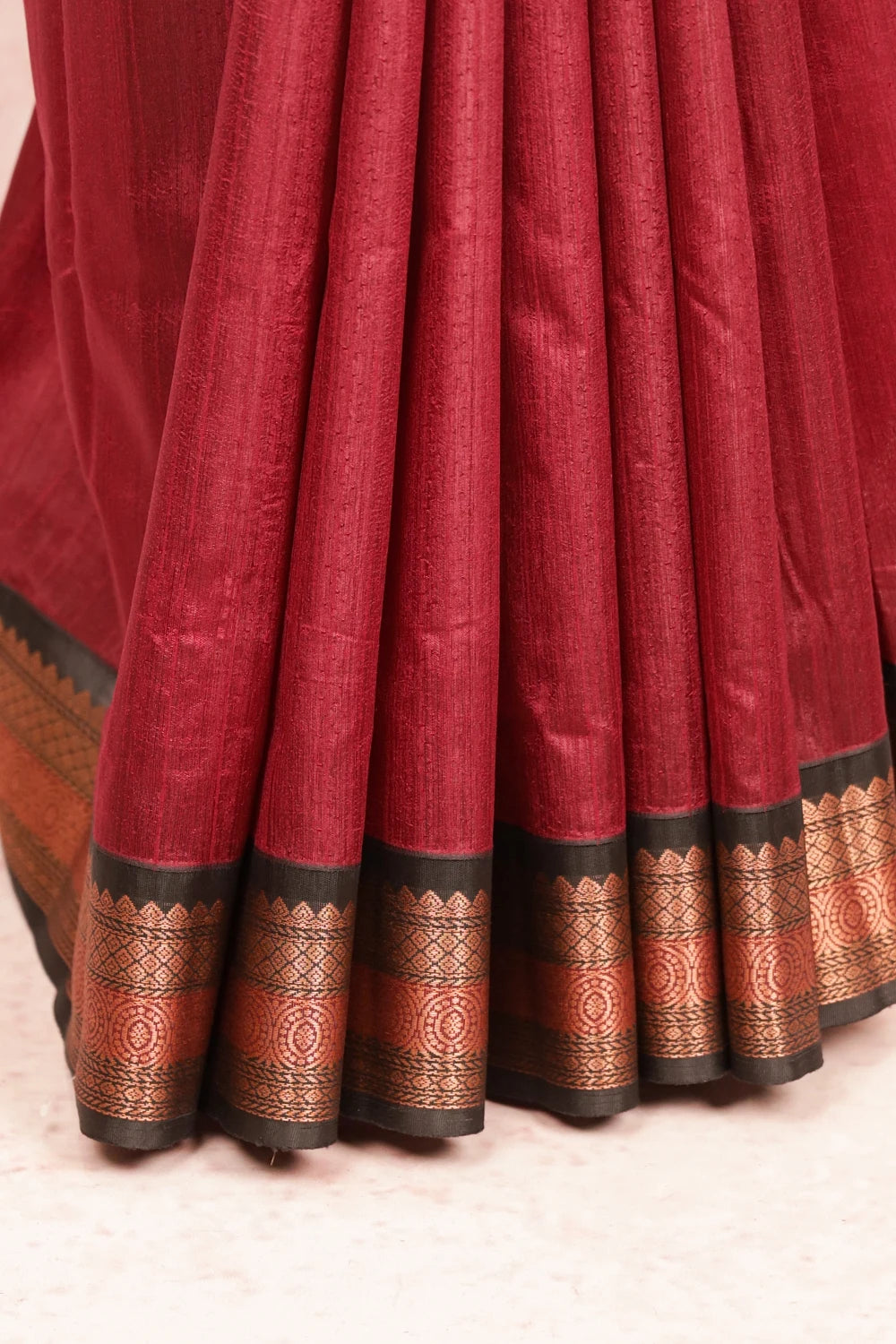 Dark Wine Tussar Jute Saree