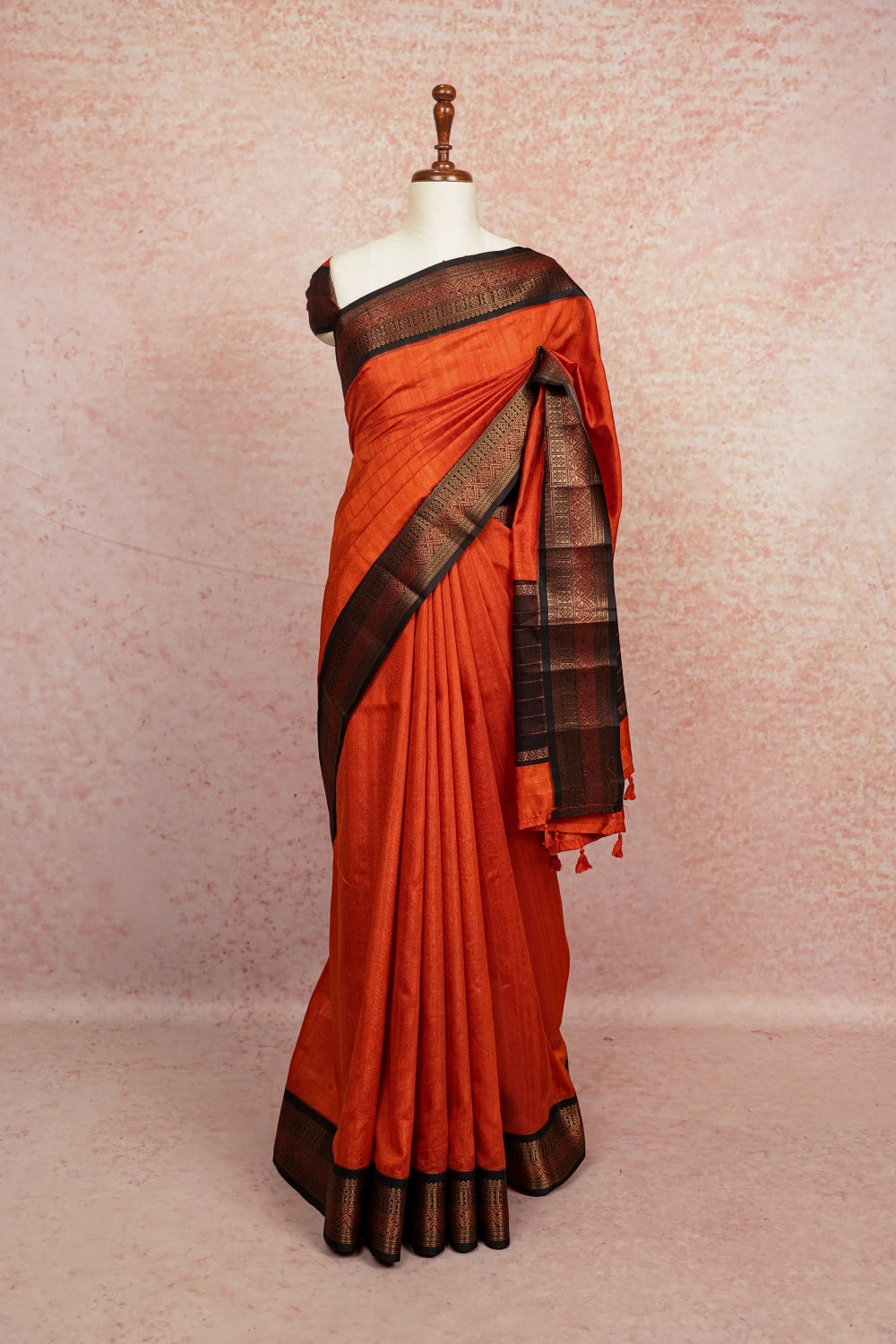 Orange Jute Banarasi Saree