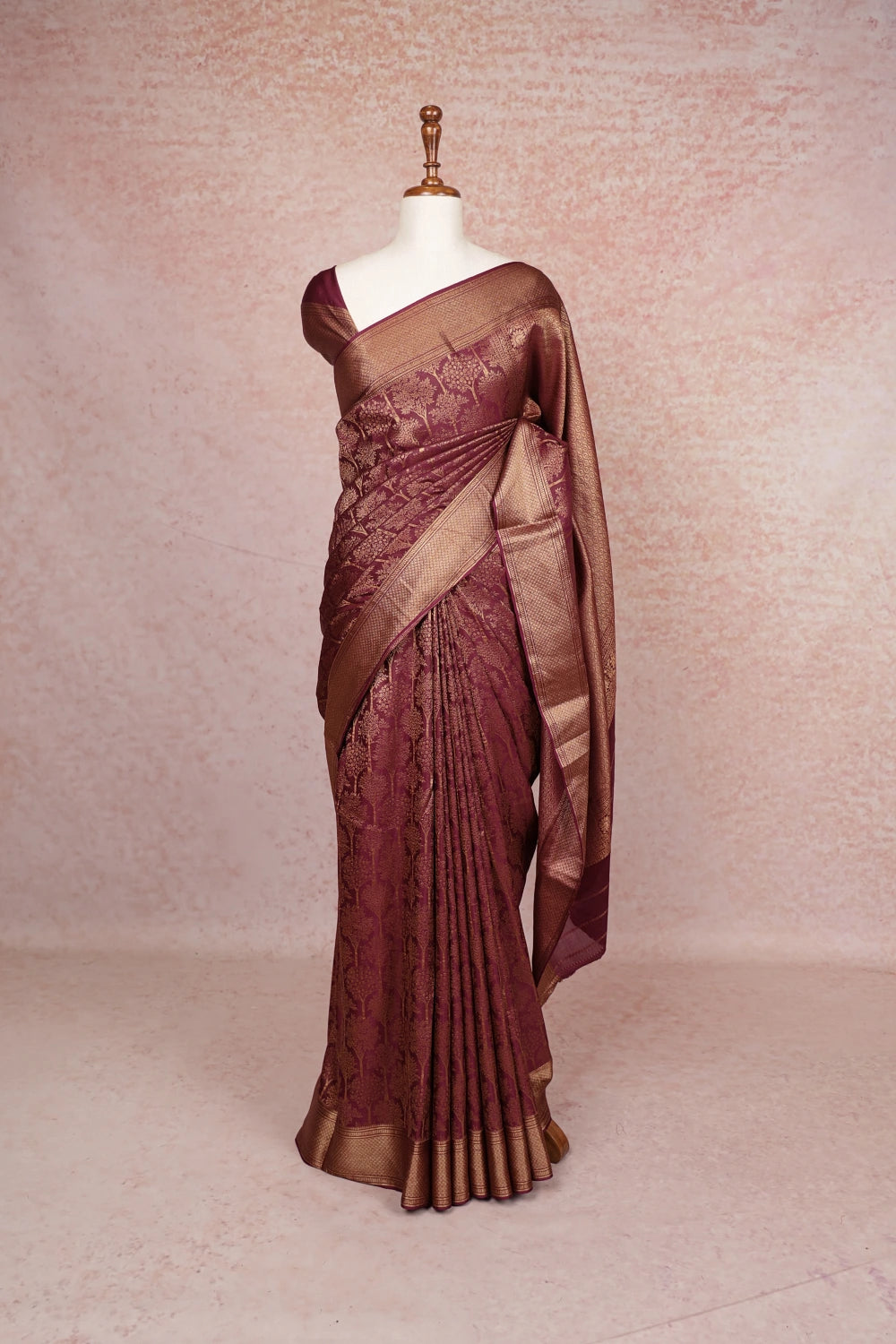 Wine Purple Banarasi Silk Saree
