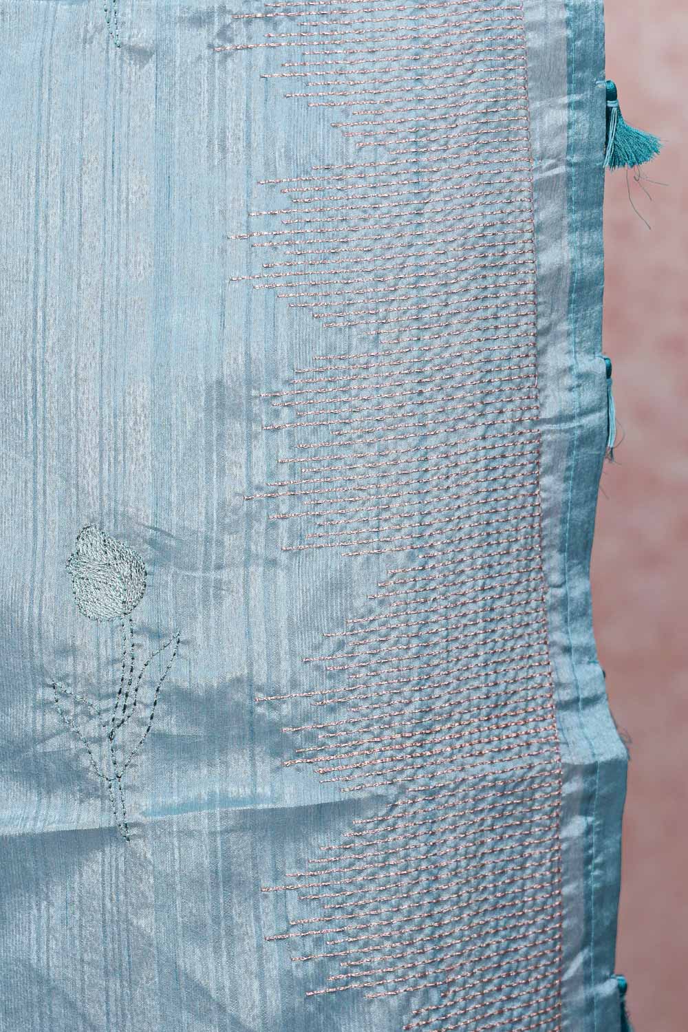 Sea Blue Semi Tussar Saree