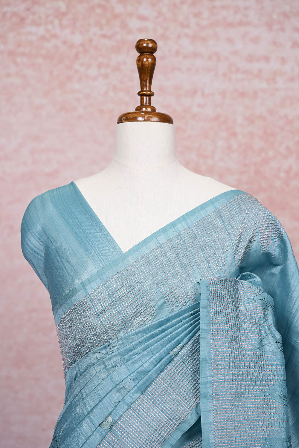 Sea Blue Semi Tussar Saree