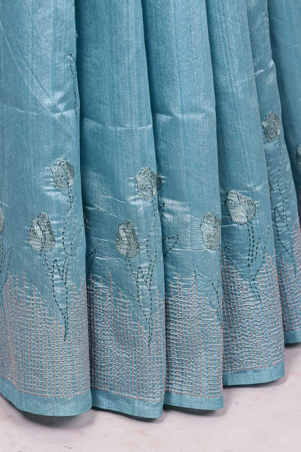 Sea Blue Semi Tussar Saree