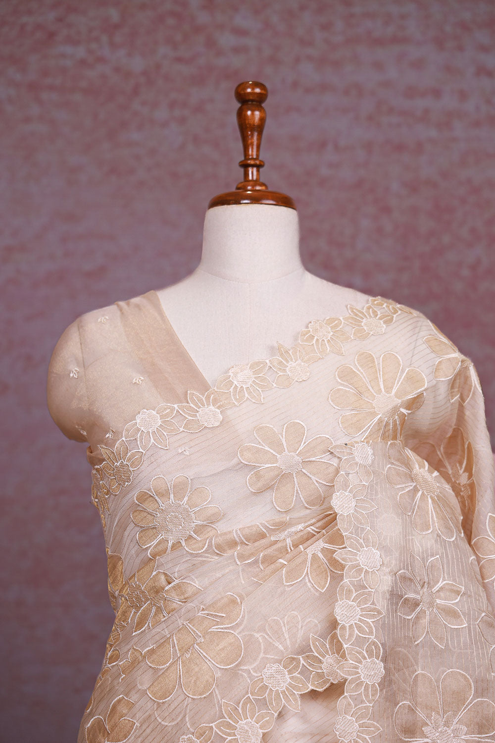 Cream Organza Saree