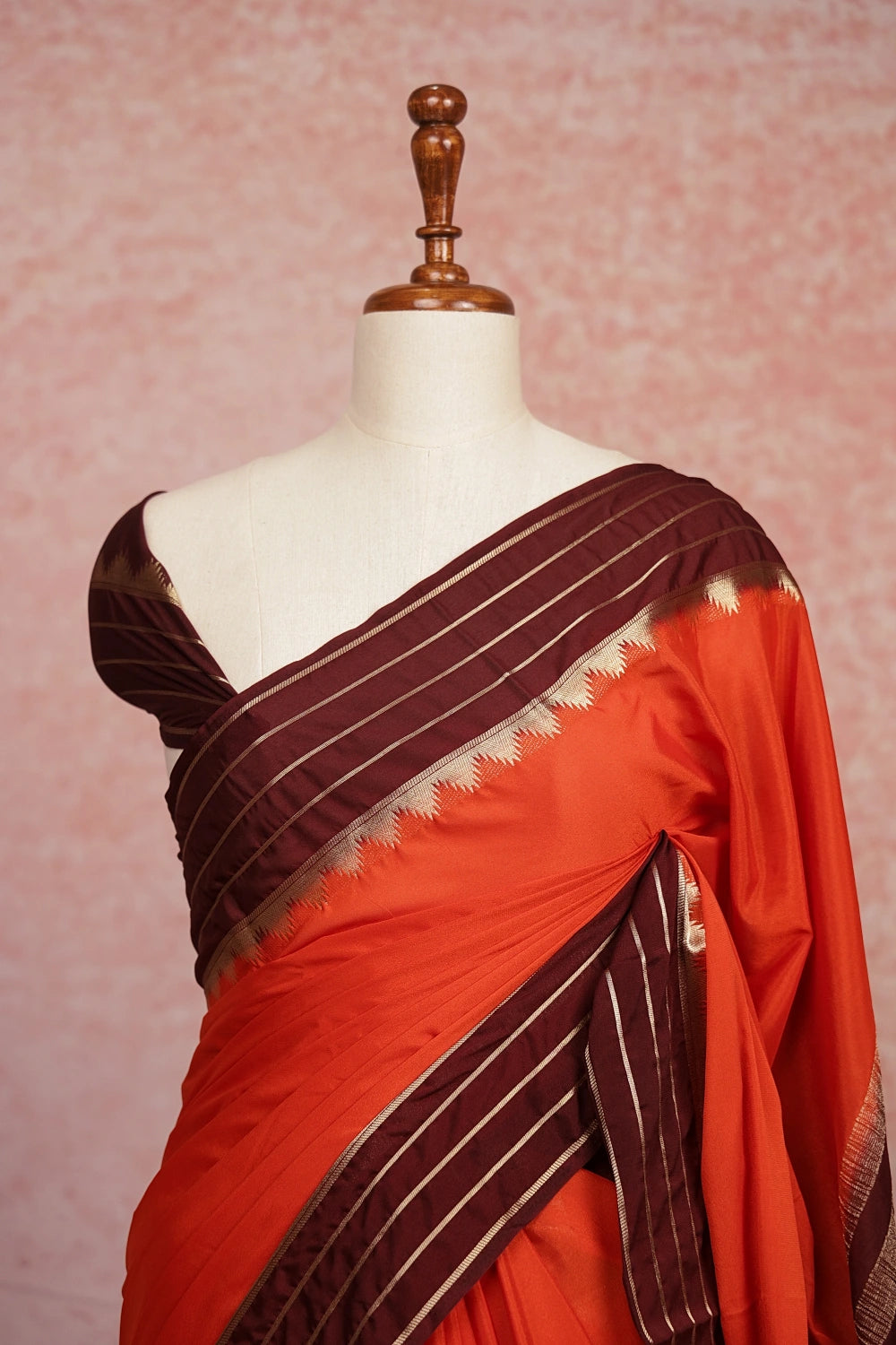 Orange Semi Crepe Saree