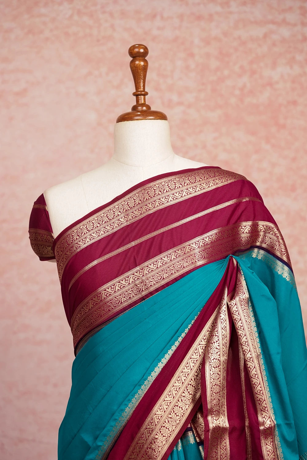 Peacock Blue Semi Crepe Saree