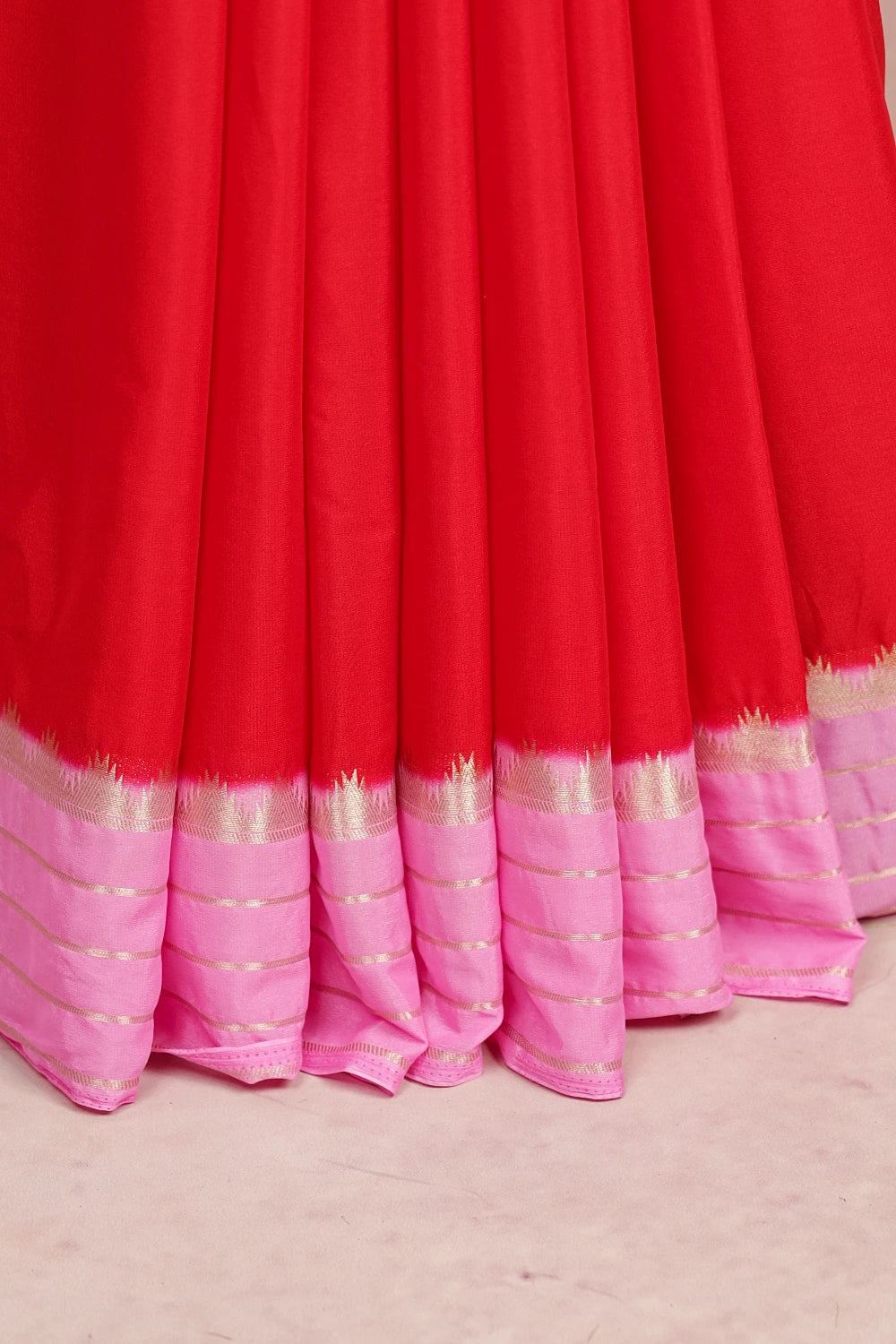 Red Semi Crepe Saree