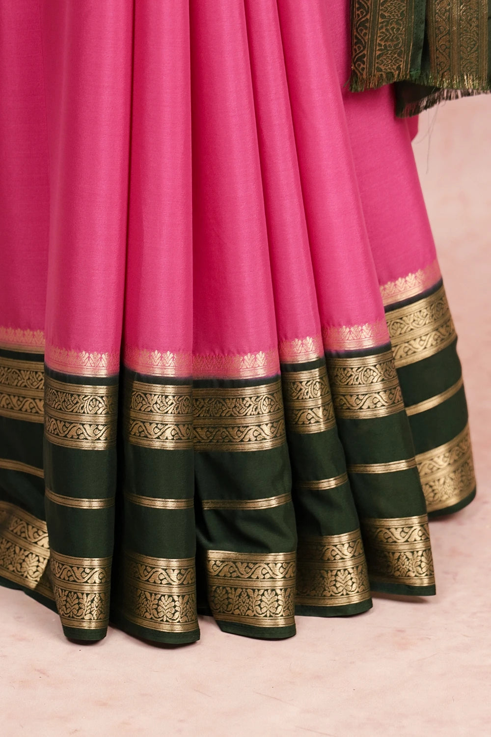Pink Semi Crepe Saree