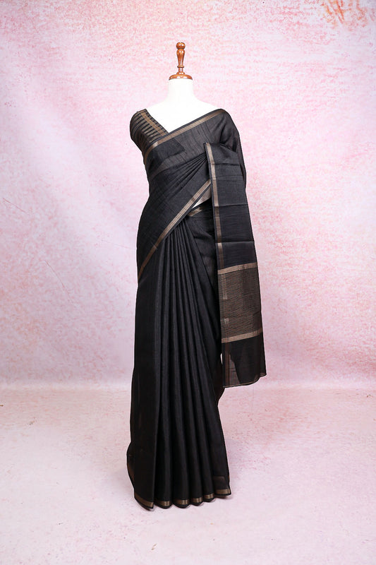 Black Semi Tussar Saree