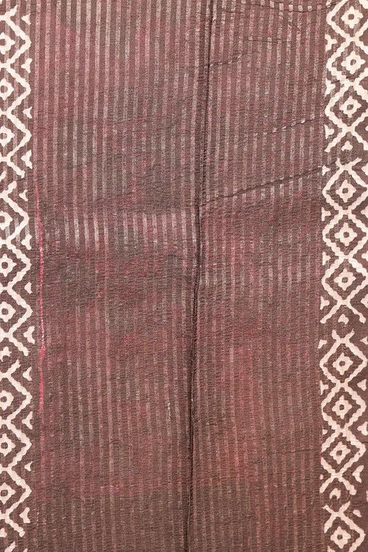 Black And White Semi Tussar Saree