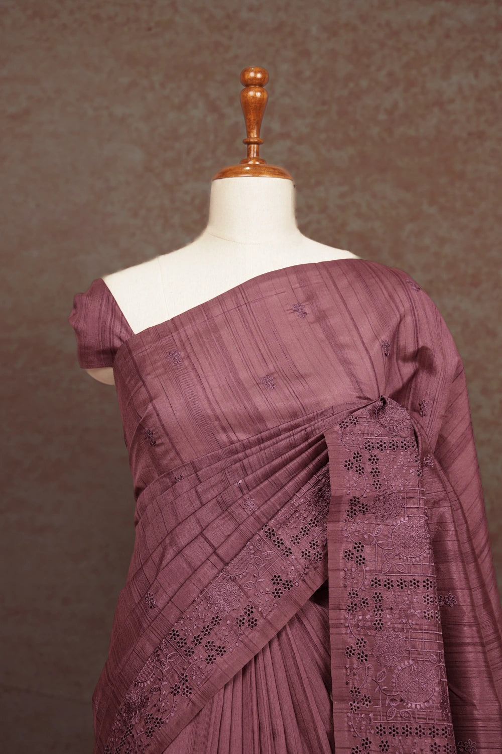 Light Grape Colour Semi Tussar Saree