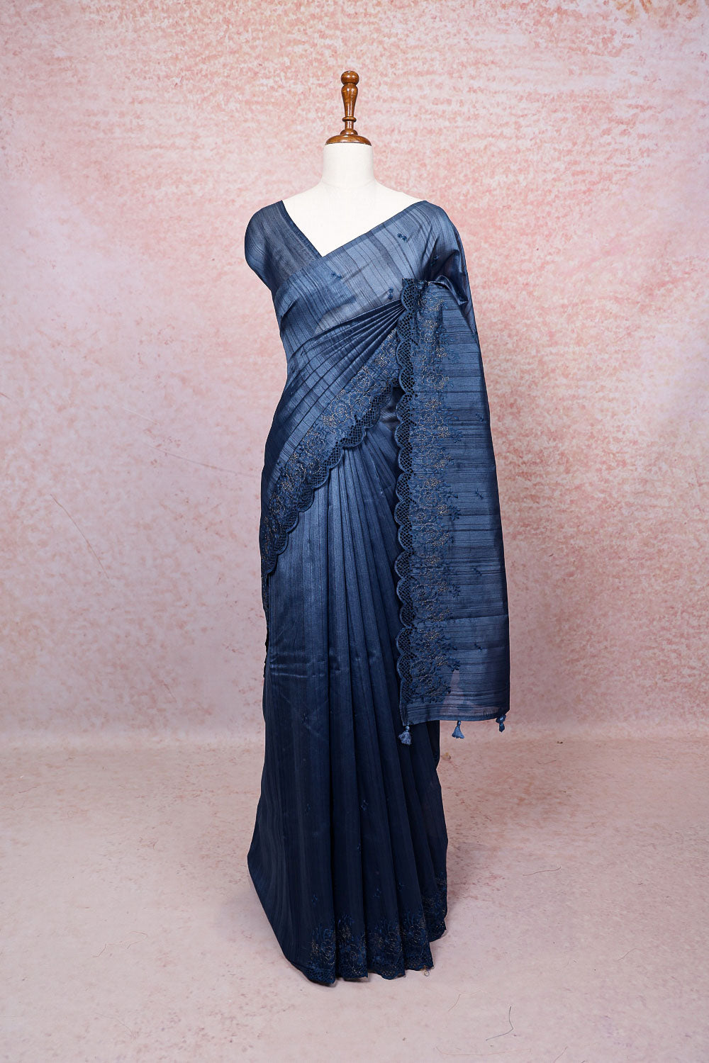 Dark Blue Semi Tussar Saree