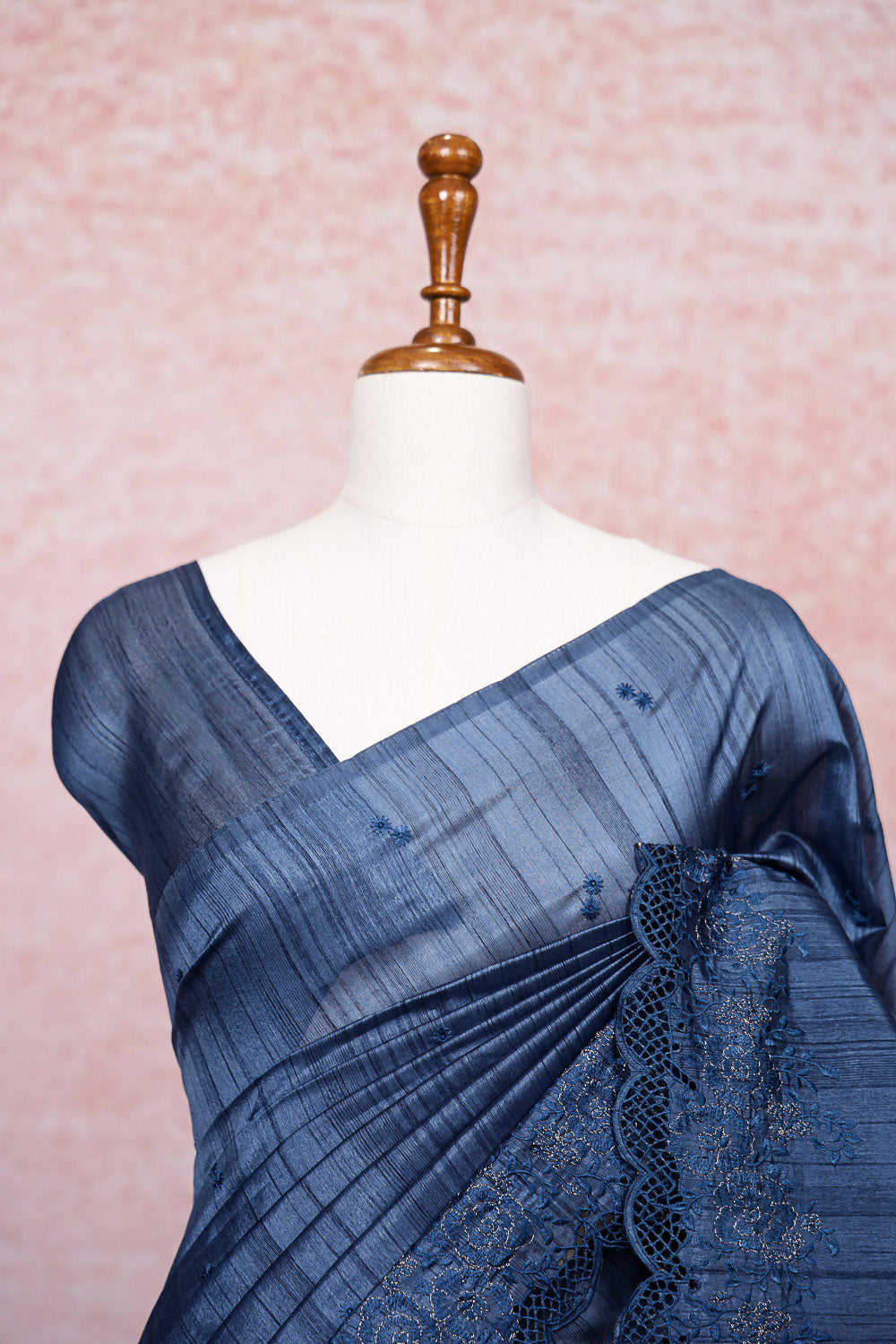 Dark Blue Semi Tussar Saree
