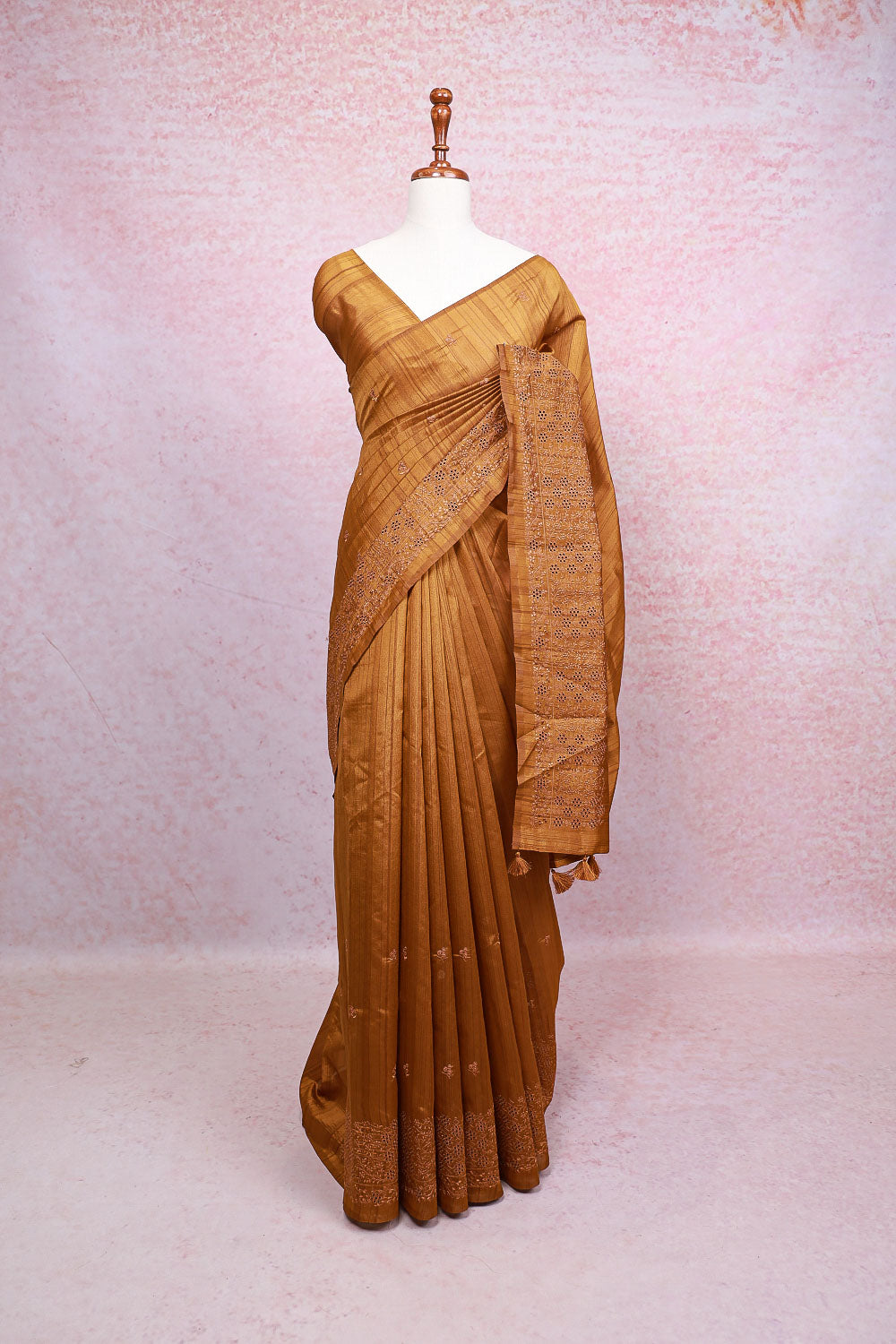 Brown Semi Tussar Saree