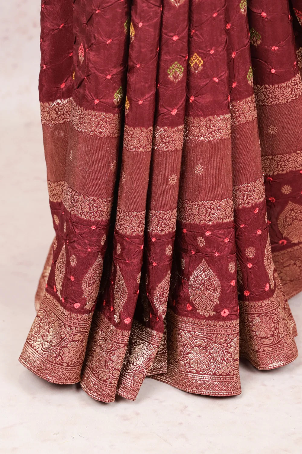 Brown Bandhani Silk Saree