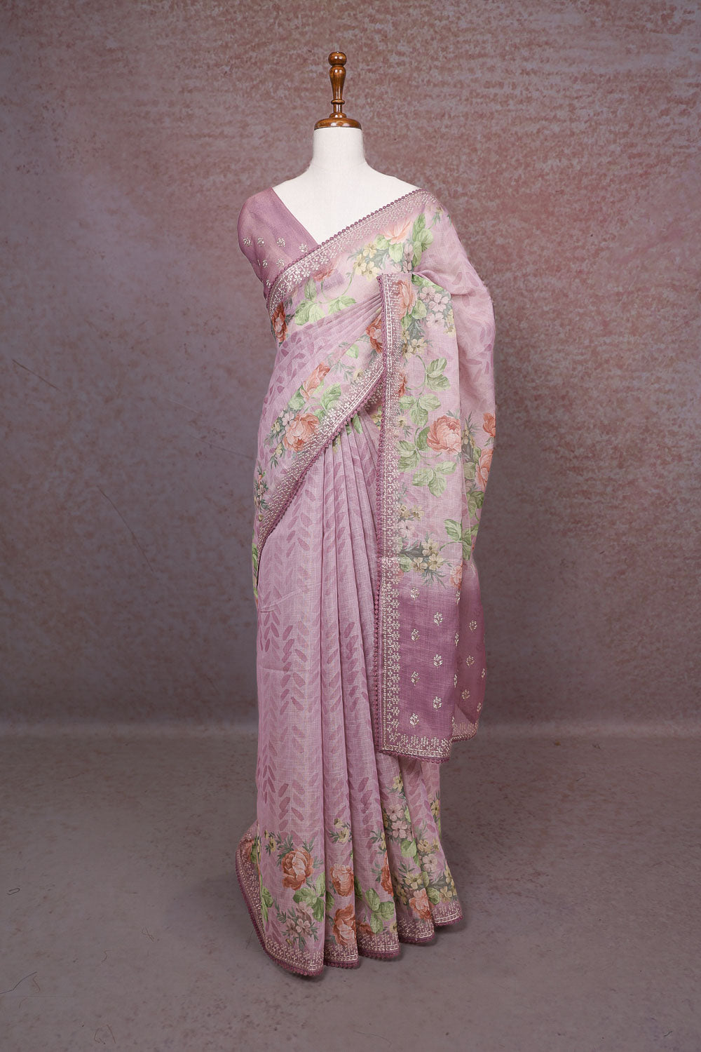 Light Onion Pink Net Kota Saree