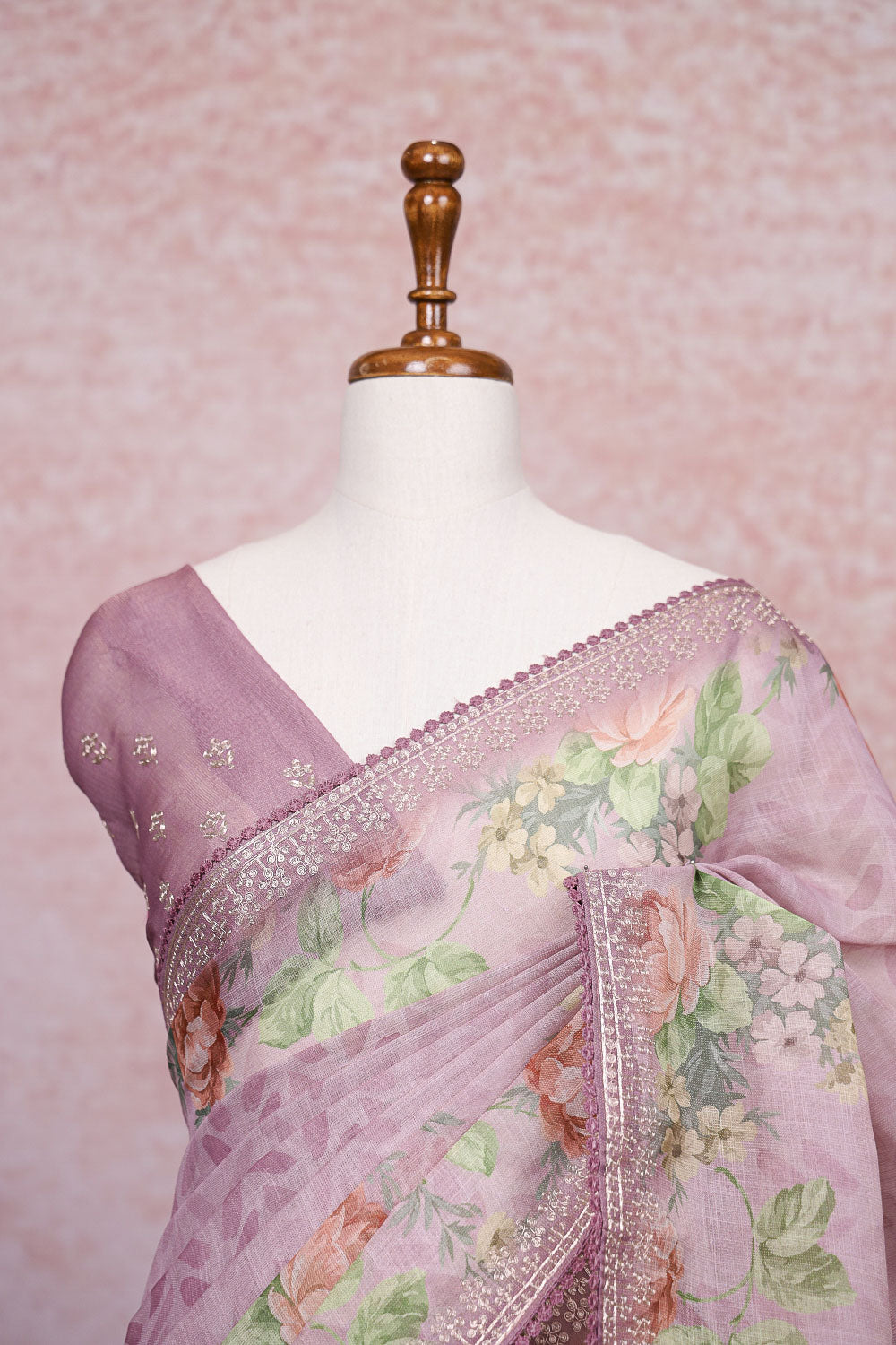 Light Onion Pink Net Kota Saree